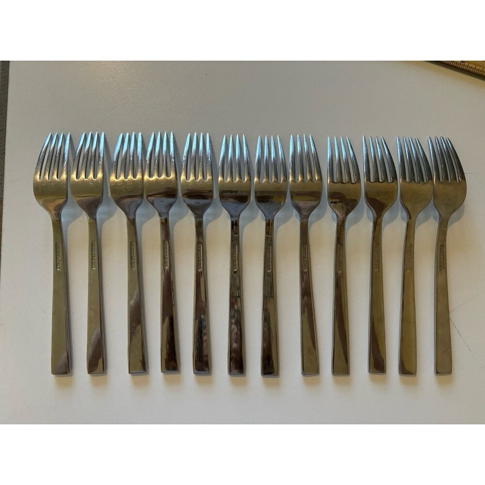 Set of 12 Dansk Meridian Pattern Glossy 18/10 Stainless Steel Salad Forks 7.75” - Picture 5 of 8